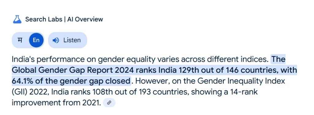 Gender Inequality report India